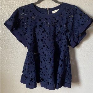 Anthropologie Eri + Ali flower cut out top EUC